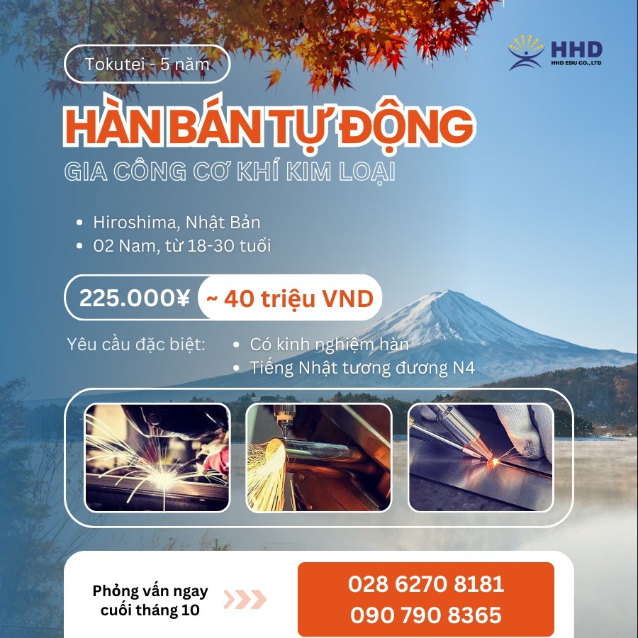 Đơn hàng Tokutei Hàn bán tự động tại Hiroshima, Nhật Bản 2025.