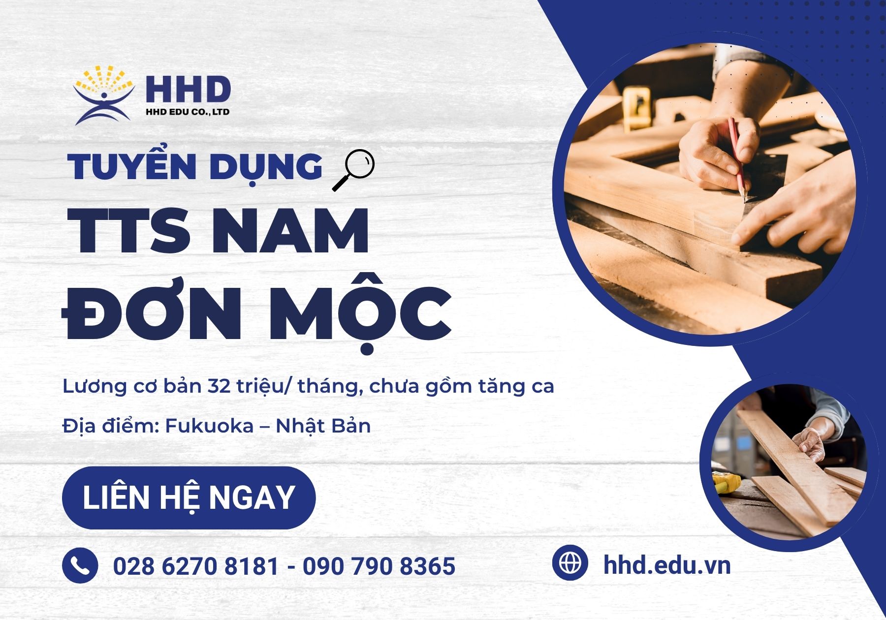 [Tỉnh Fukuoka] Tuyển Dụng 02 Nam Thực Tập Sinh Đơn Hàng Ngành Mộc